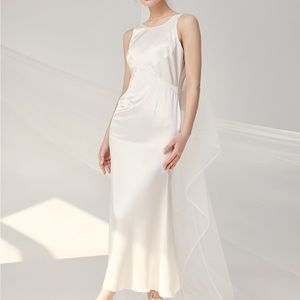 Open Back Bowknot Silk Dress- Silk Maison Brand